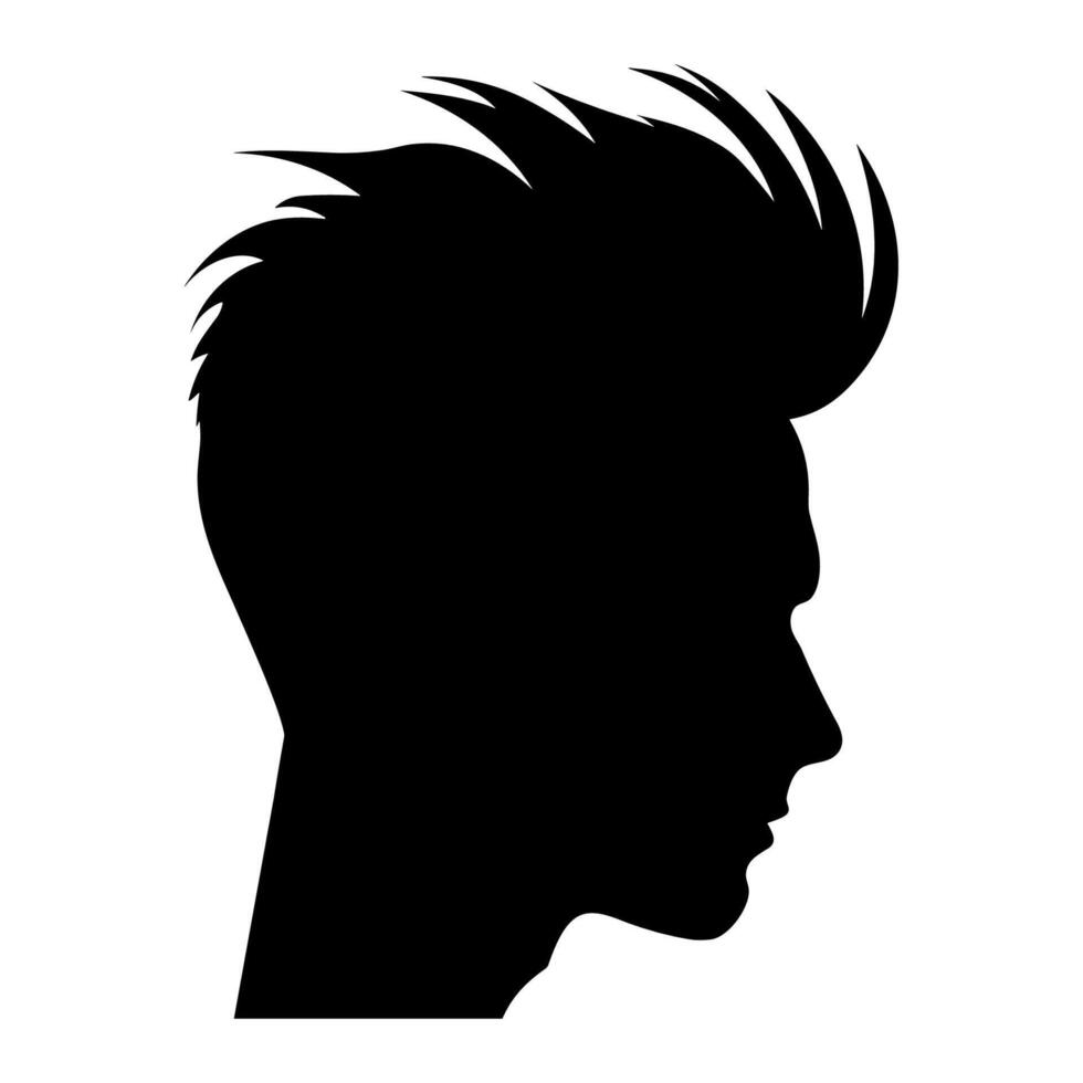 copete Corte de pelo silueta vector gratis, hombres pelo cortar vector, de moda elegante masculino peinado silueta