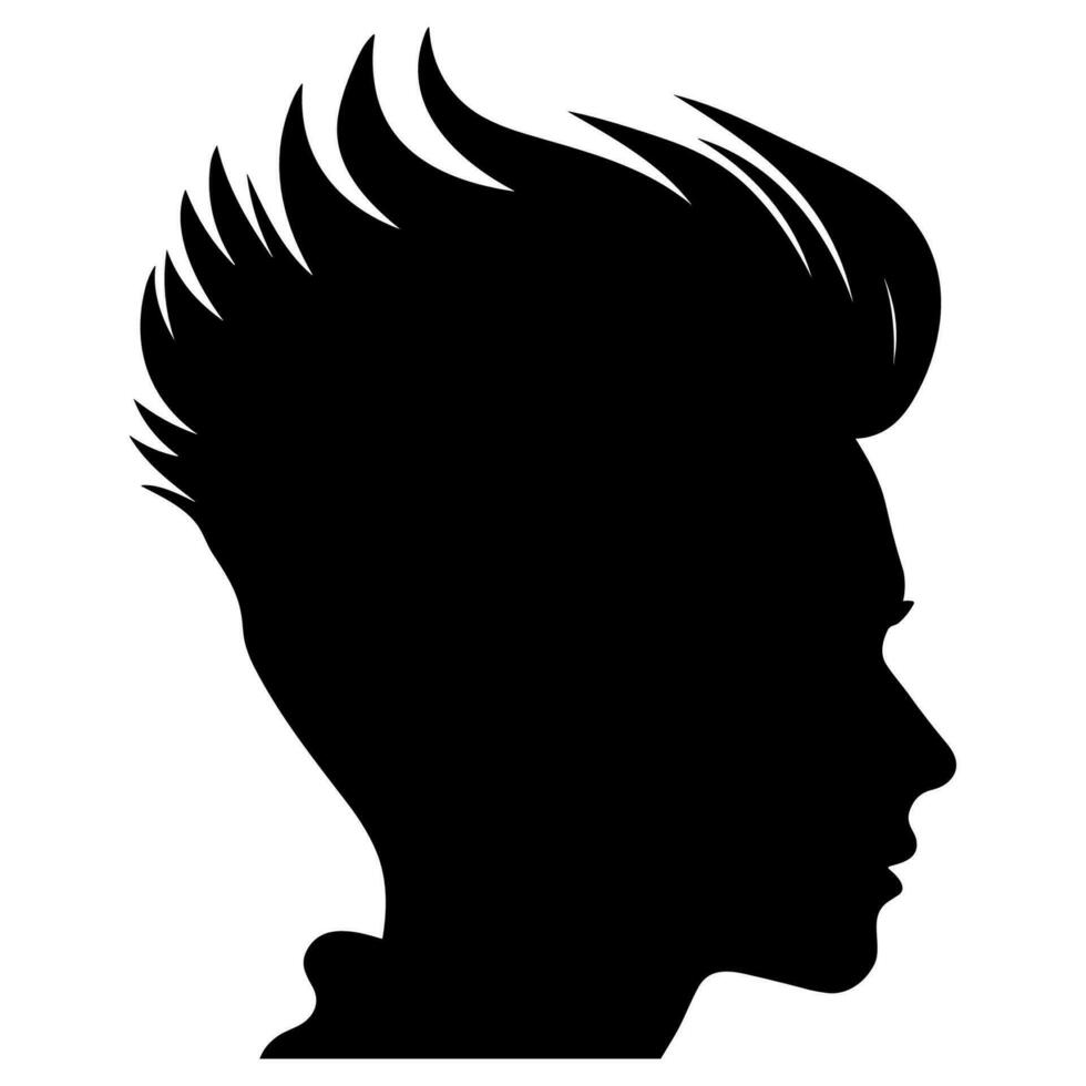 copete Corte de pelo silueta clipart, hombres pelo cortar vector, de moda elegante masculino peinado silueta vector