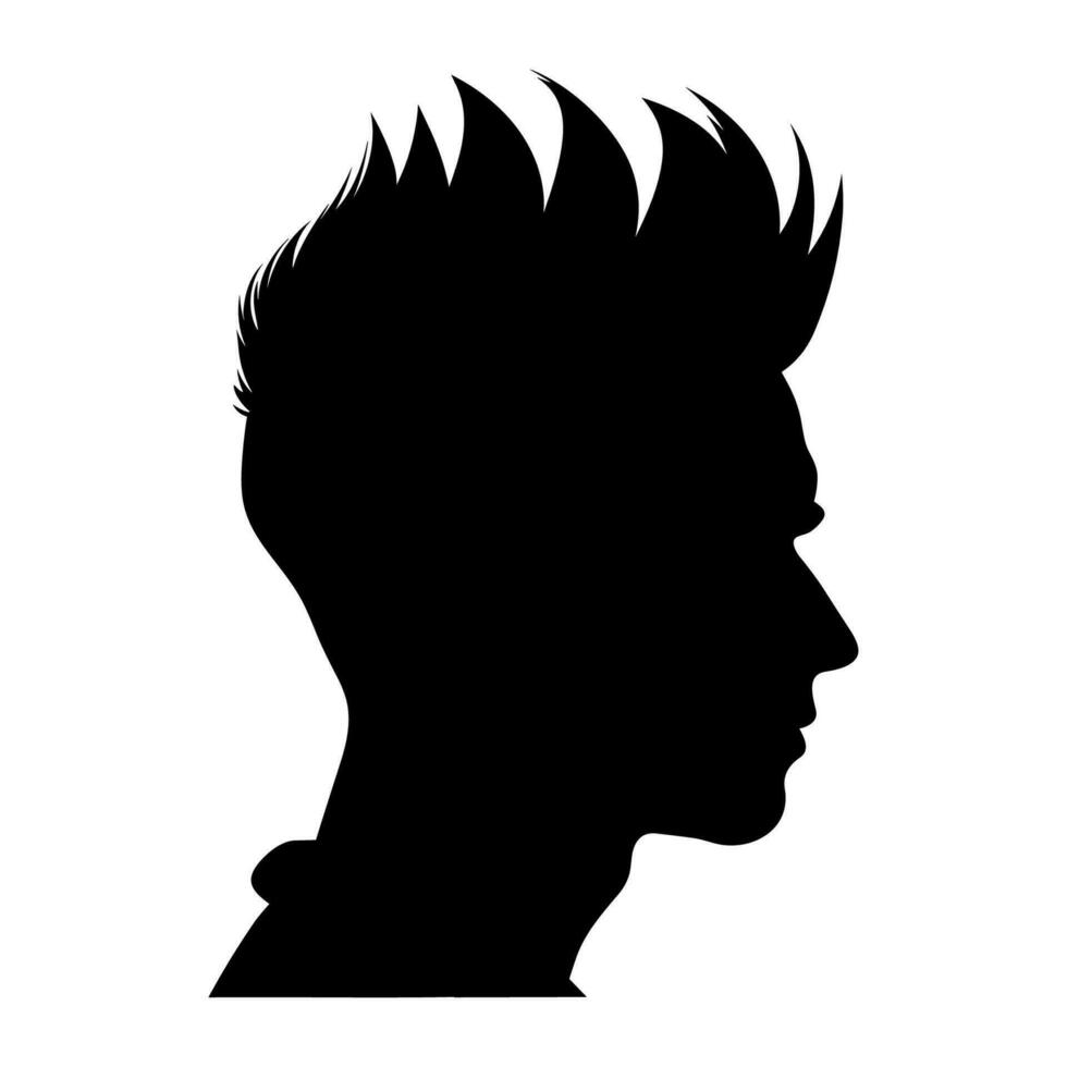 copete Corte de pelo silueta clipart, hombres pelo cortar vector, de moda elegante masculino peinado silueta vector