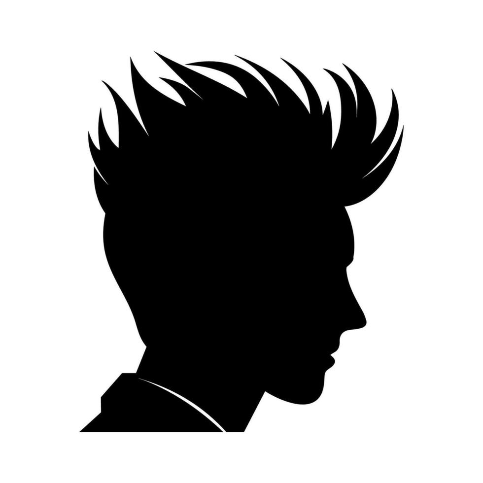 copete Corte de pelo silueta clipart, hombres pelo cortar vector, de moda elegante masculino peinado silueta vector