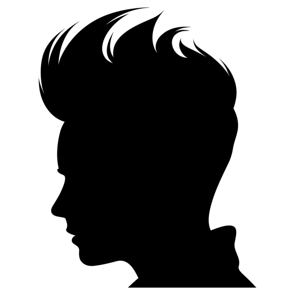 copete Corte de pelo silueta clipart, hombres pelo cortar vector, de moda elegante masculino peinado silueta vector