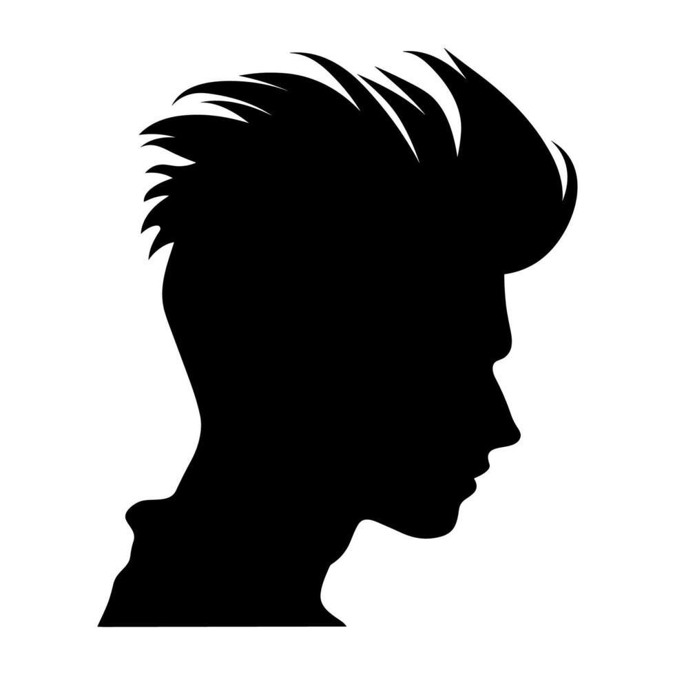 Quiff haircut Silhouette Vector Free, Men hair cut Vector, Trendy stylish Male hairstyle Silhouette