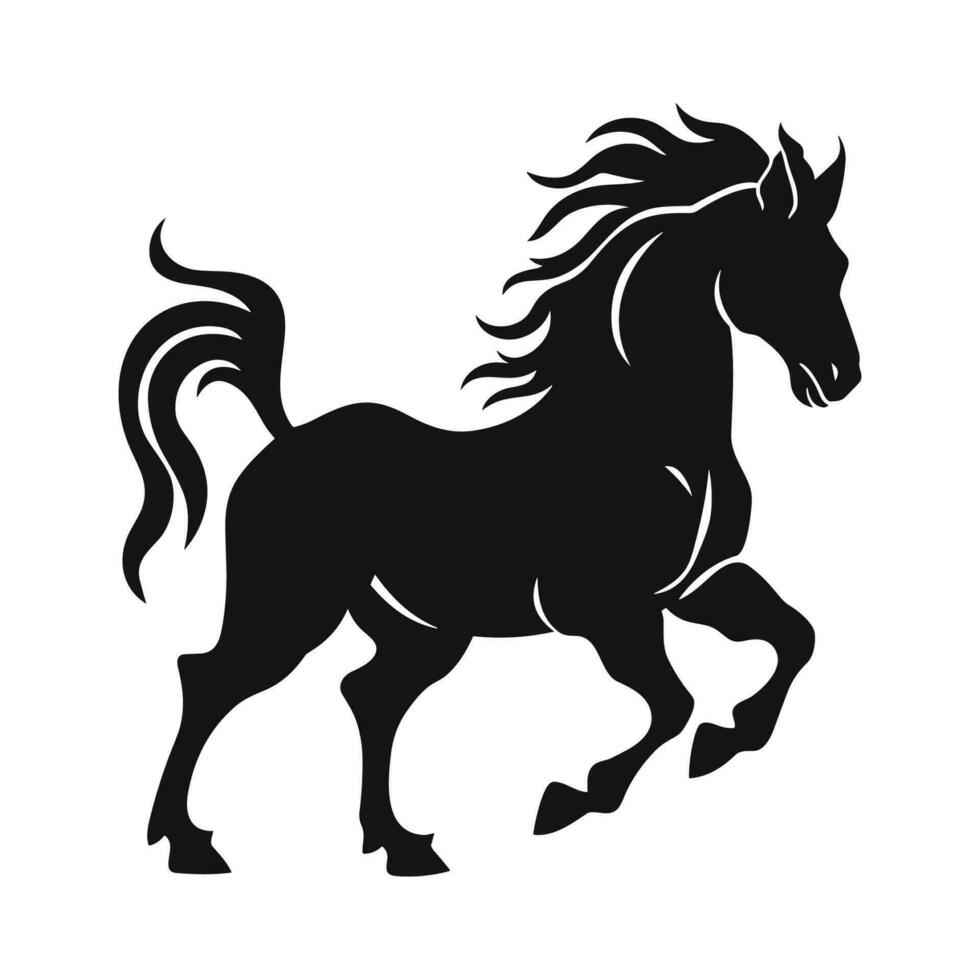 A Moving Horse silhouette, A Horse Silhouette Vector isolated on a white Background
