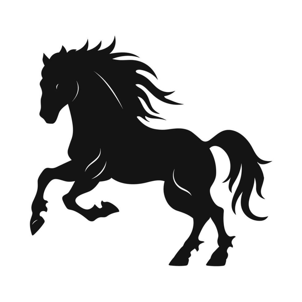 A Moving Horse silhouette, A Horse Silhouette Vector isolated on a white Background