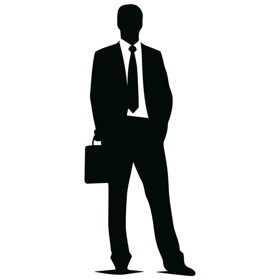 A Businessman vector Silhouette, A Man vector isolated on a white background, A Corporate person Black vector