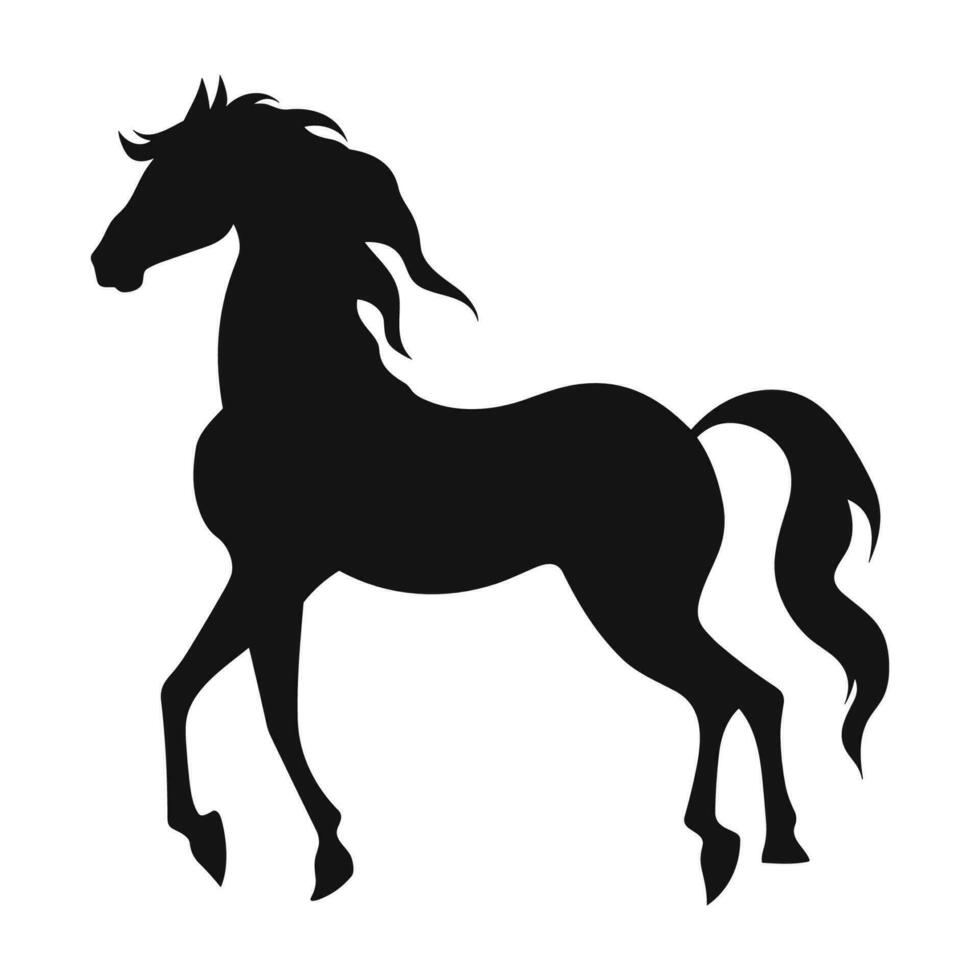 A Horse Silhouette Vector isolated on a white Background, A Moving Horse silhouette Clipart