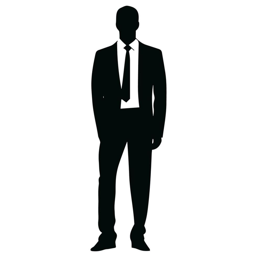 A Businessman vector Silhouette, A Man vector isolated on a white background, A Corporate person Black vector