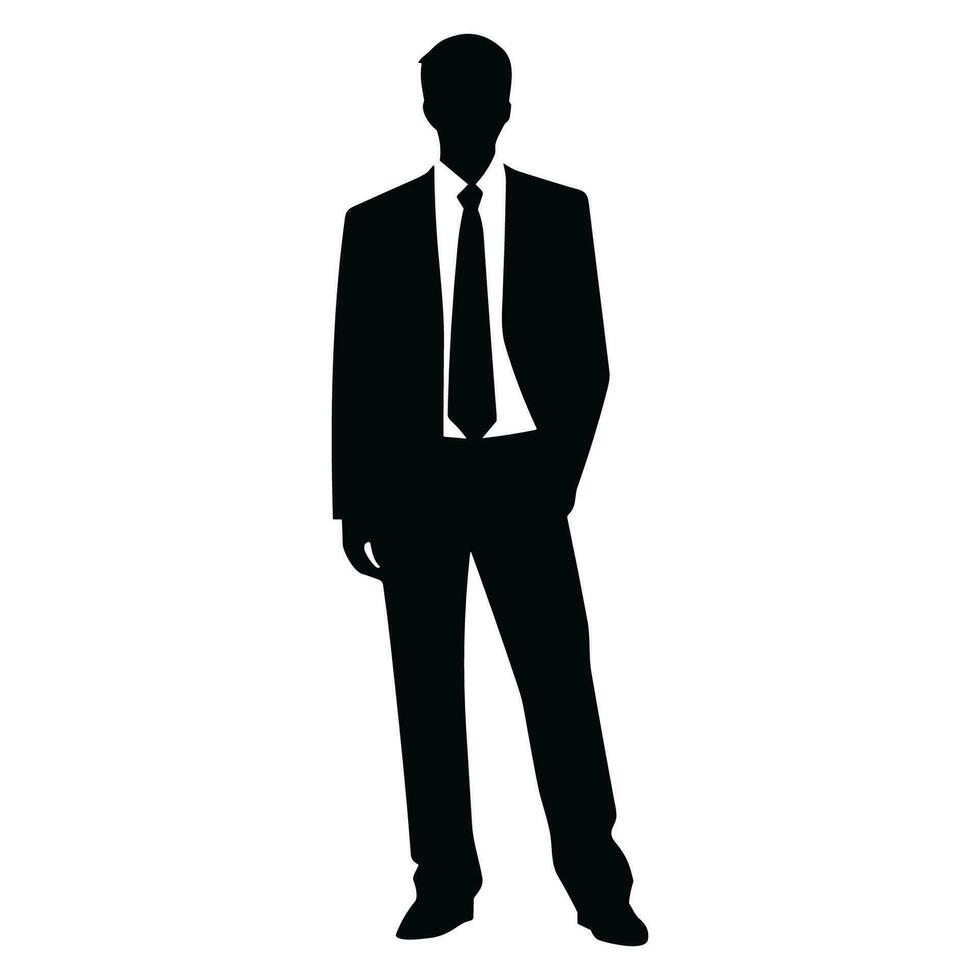 A Businessman vector Silhouette, A Man vector isolated on a white background, A Corporate person Black vector