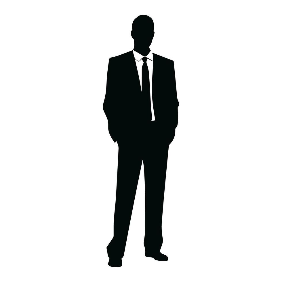 A Businessman vector Silhouette, A Man vector isolated on a white background, A Corporate person Black vector