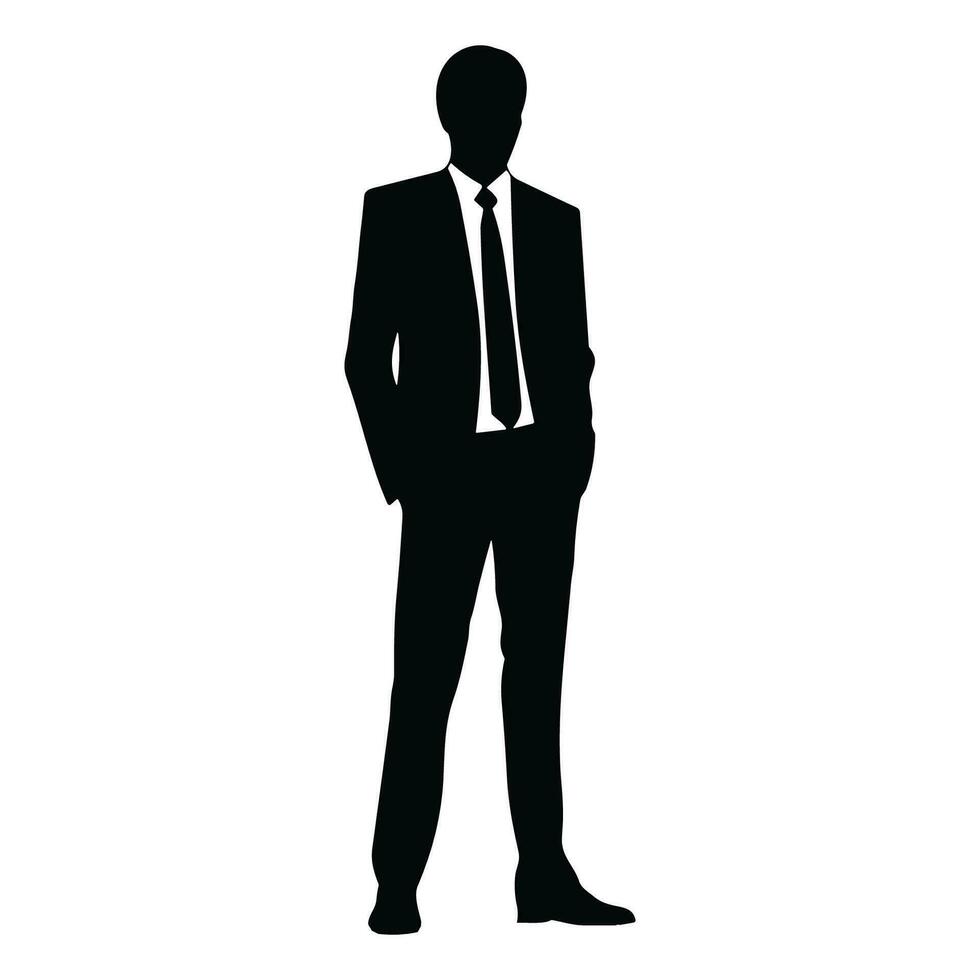 A Businessman vector Silhouette, A Man vector isolated on a white background, A Corporate person Black vector