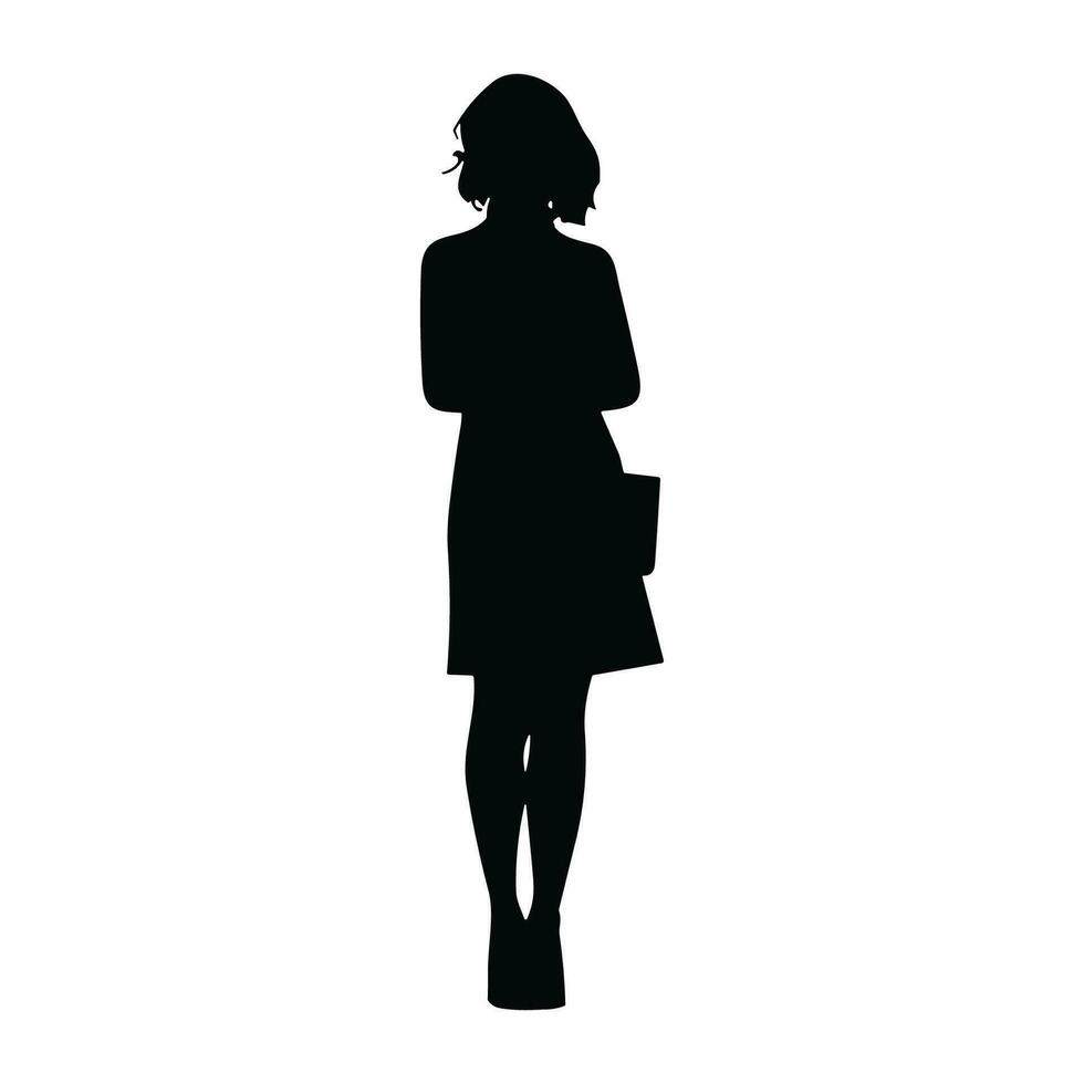 A Business woman vector Silhouette, A Girl vector isolated on a white background, Corporate person Black vector