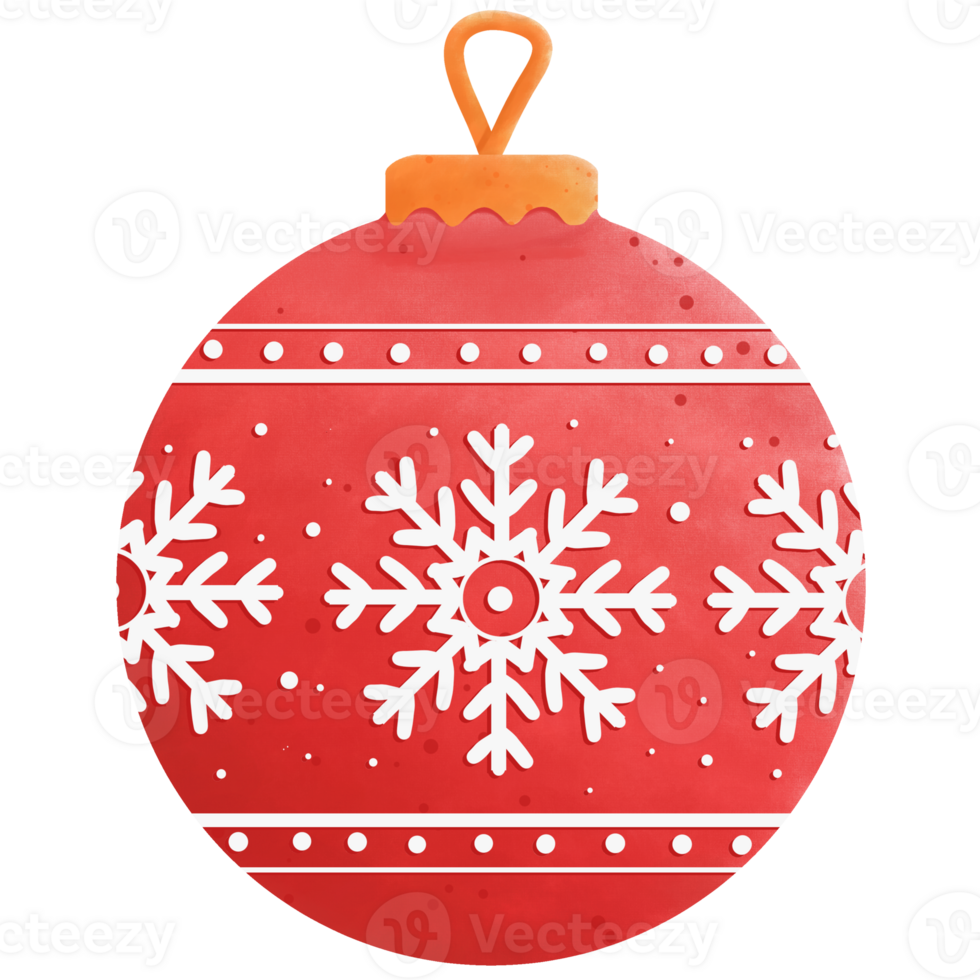 Christmas ball watercolour illustration. clipart for design. Christmas elements. isolated on transparent background. png