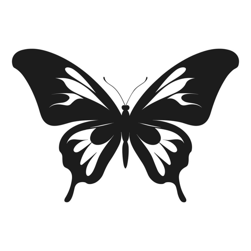 Butterfly Silhouette Vector illustration, Flying butterfly black silhouette, Monarch clipart isolated on a white background