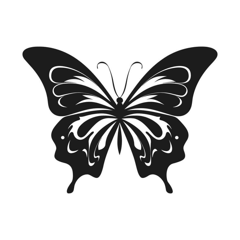 Butterfly Silhouette Vector illustration, Flying butterfly black silhouette, Monarch clipart isolated on a white background