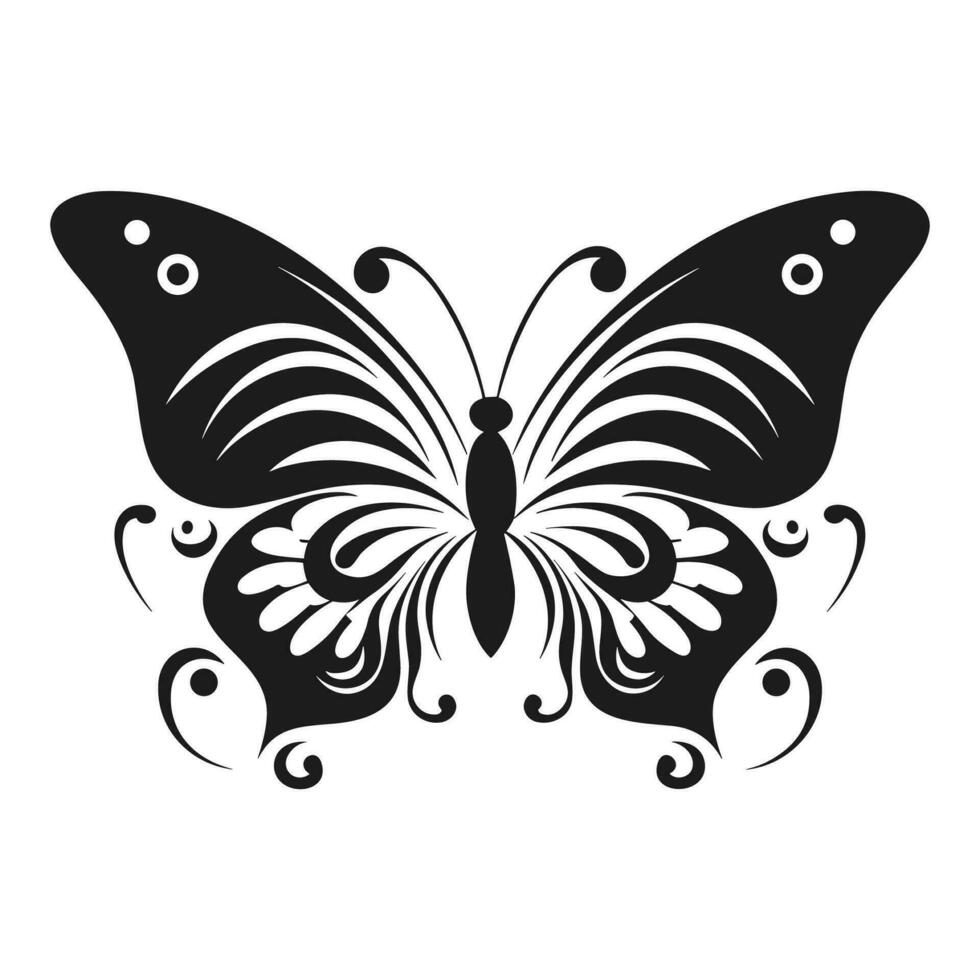 Butterfly Silhouette Vector illustration, Flying butterfly black silhouette, Monarch clipart isolated on a white background