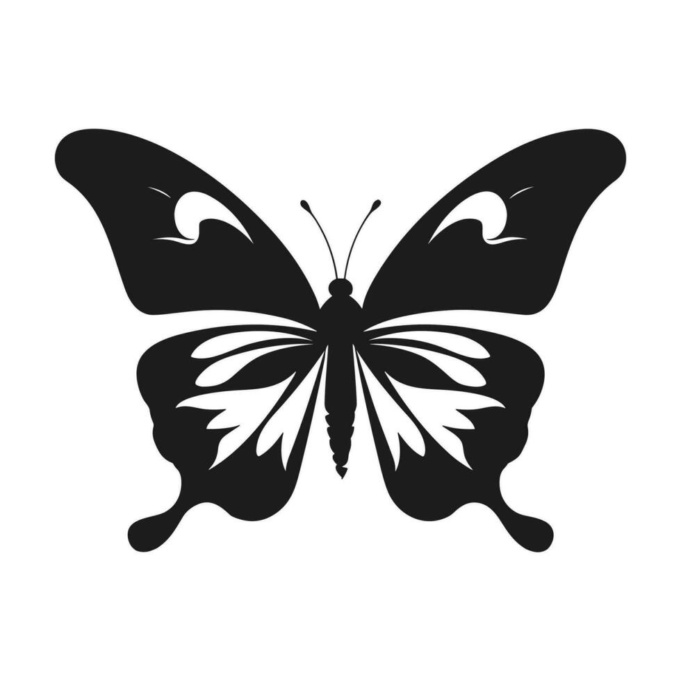 Butterfly Silhouette Vector illustration, Flying butterfly black silhouette, Monarch clipart isolated on a white background