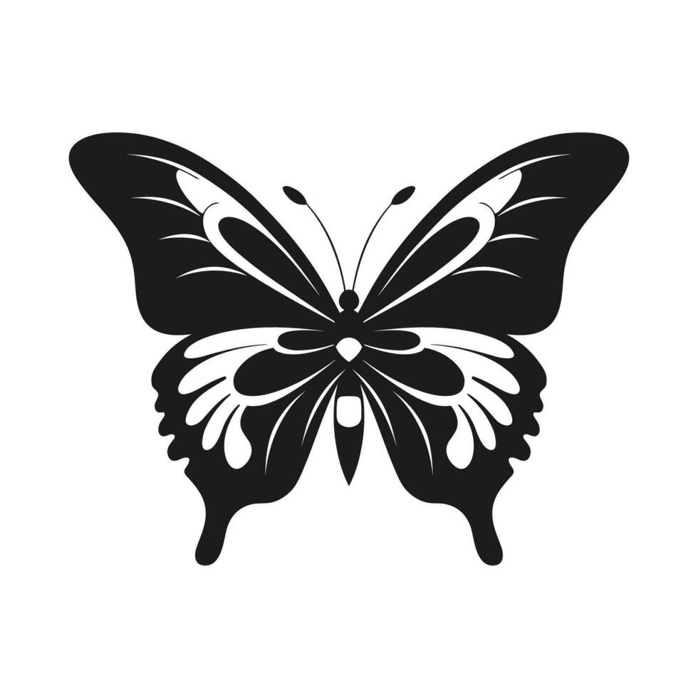 Butterfly Silhouette Vector illustration, Flying butterfly black silhouette, Monarch clipart isolated on a white background