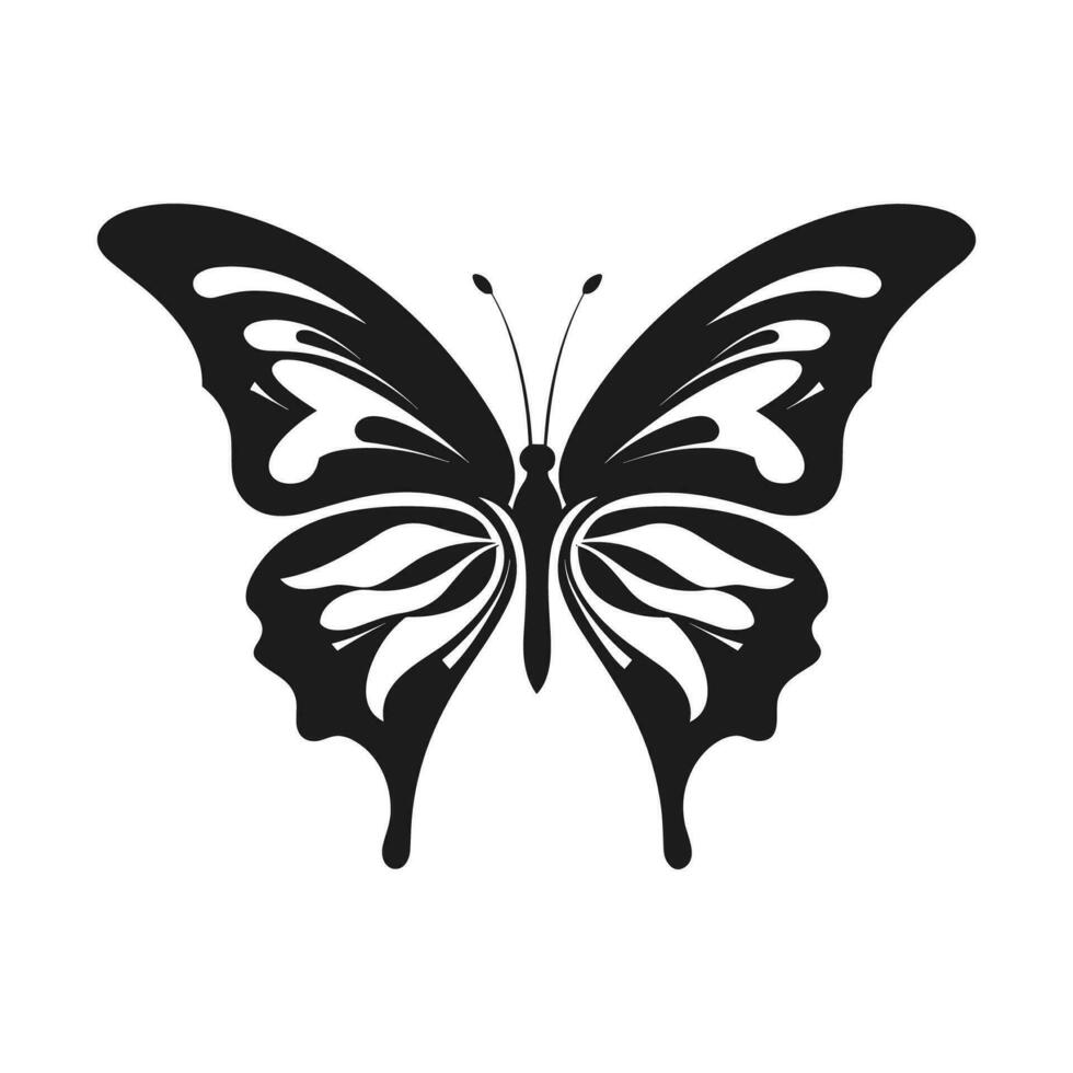 Butterfly Silhouette Vector illustration, Flying butterfly black silhouette, Monarch clipart isolated on a white background