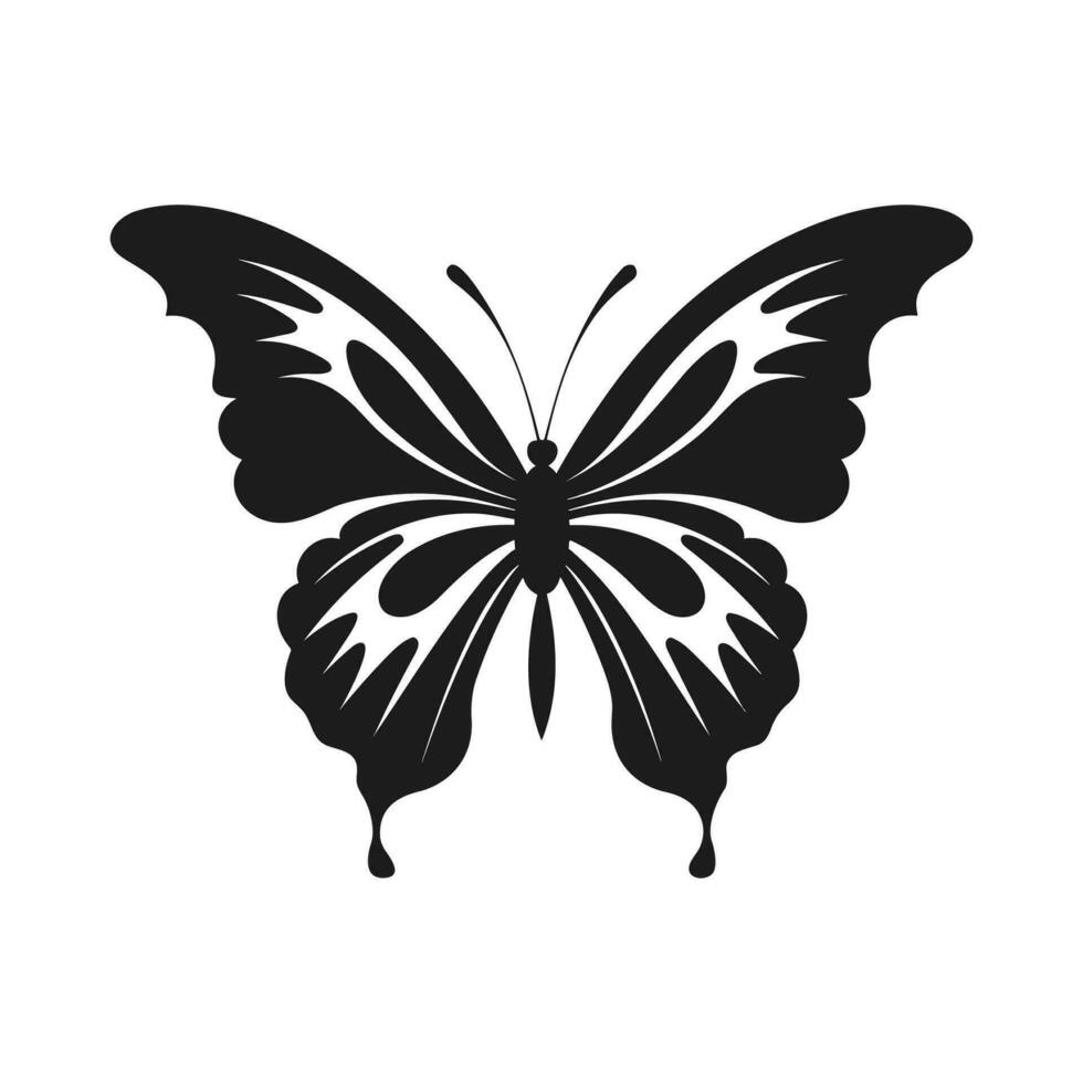 Butterfly Silhouette Vector illustration, Flying butterfly black silhouette, Monarch clipart isolated on a white background