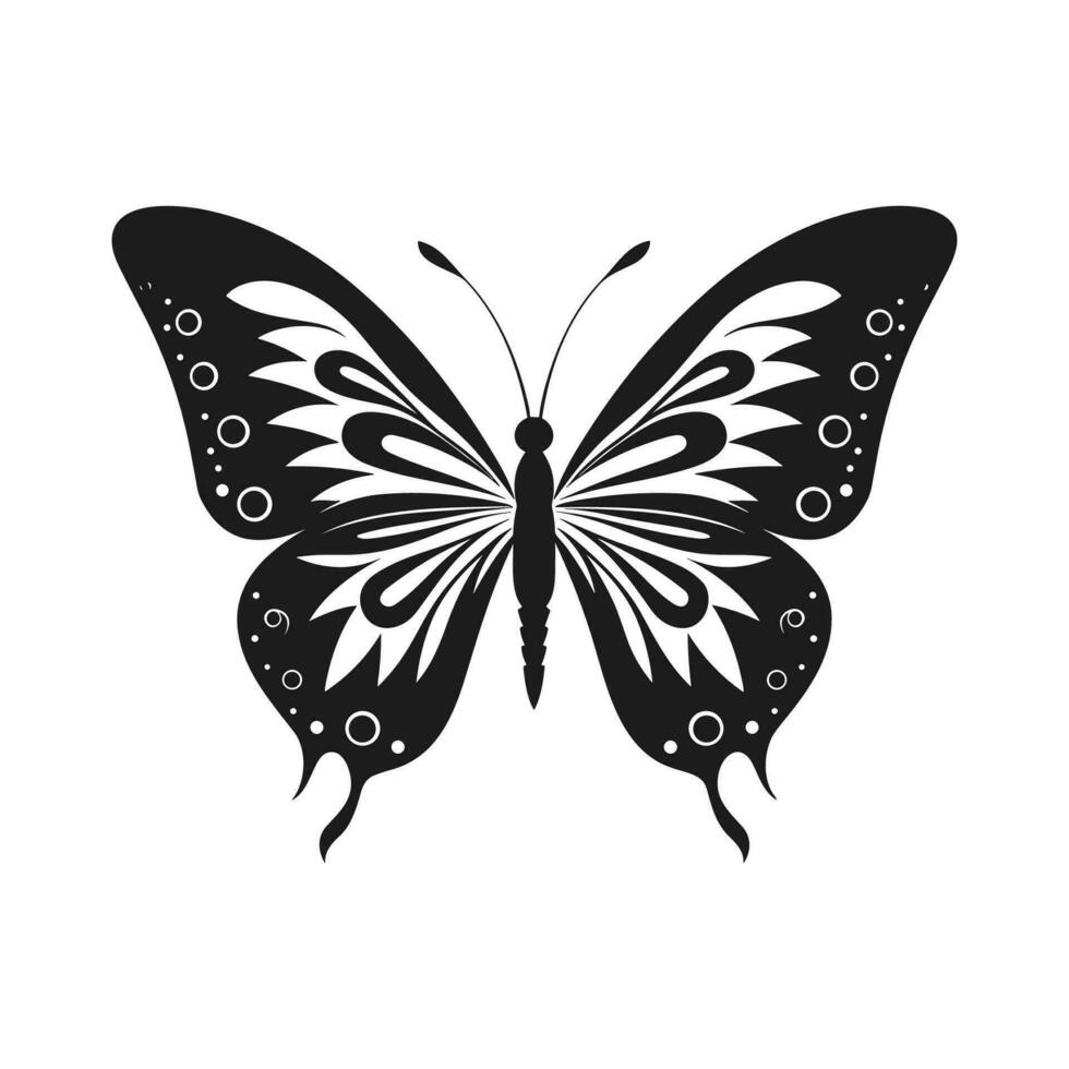 Butterfly Silhouette Vector illustration, Flying butterfly black silhouette, Monarch clipart isolated on a white background