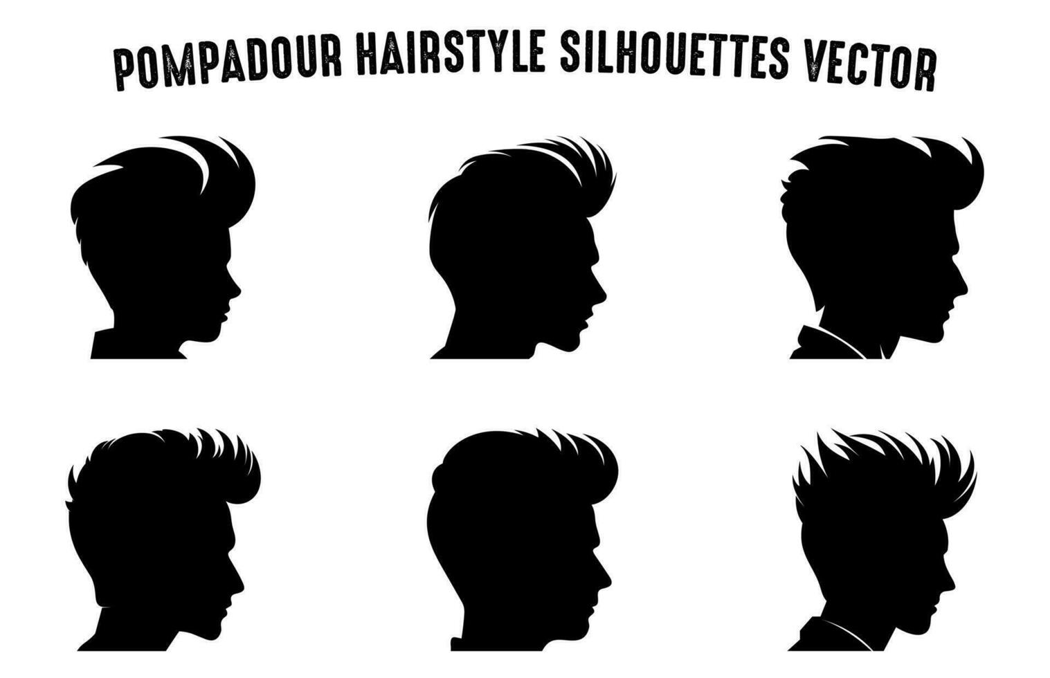 copete Corte de pelo silueta clipart manojo, hombres pelo cortar vector colocar, de moda elegante masculino peinado siluetas,