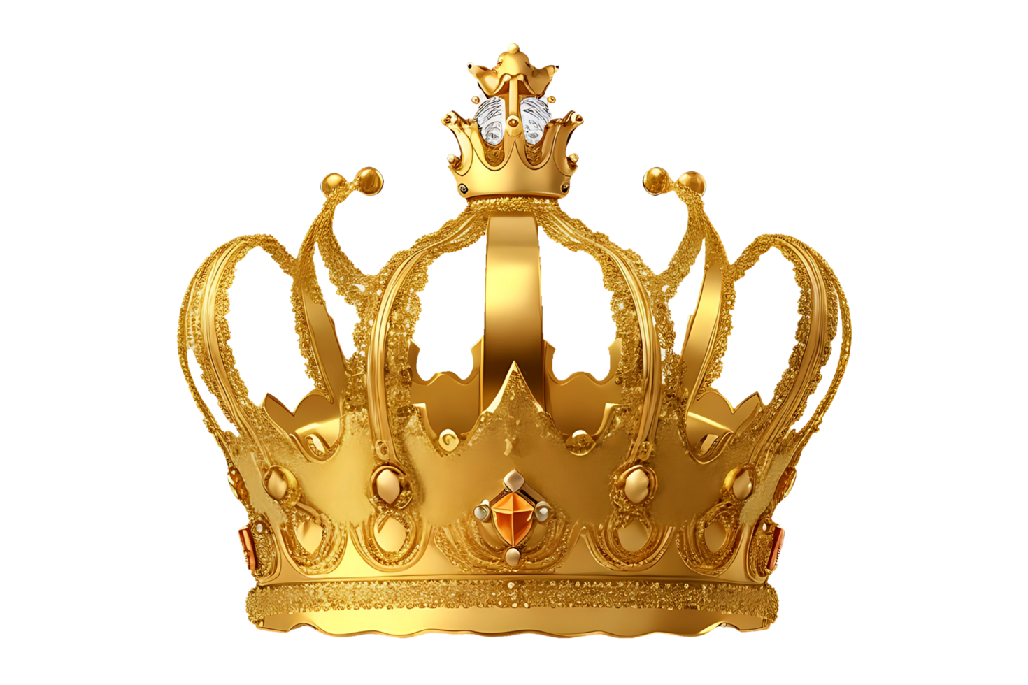 Golden luxury Crown Isolated on a Transparent Background. Generative AI png