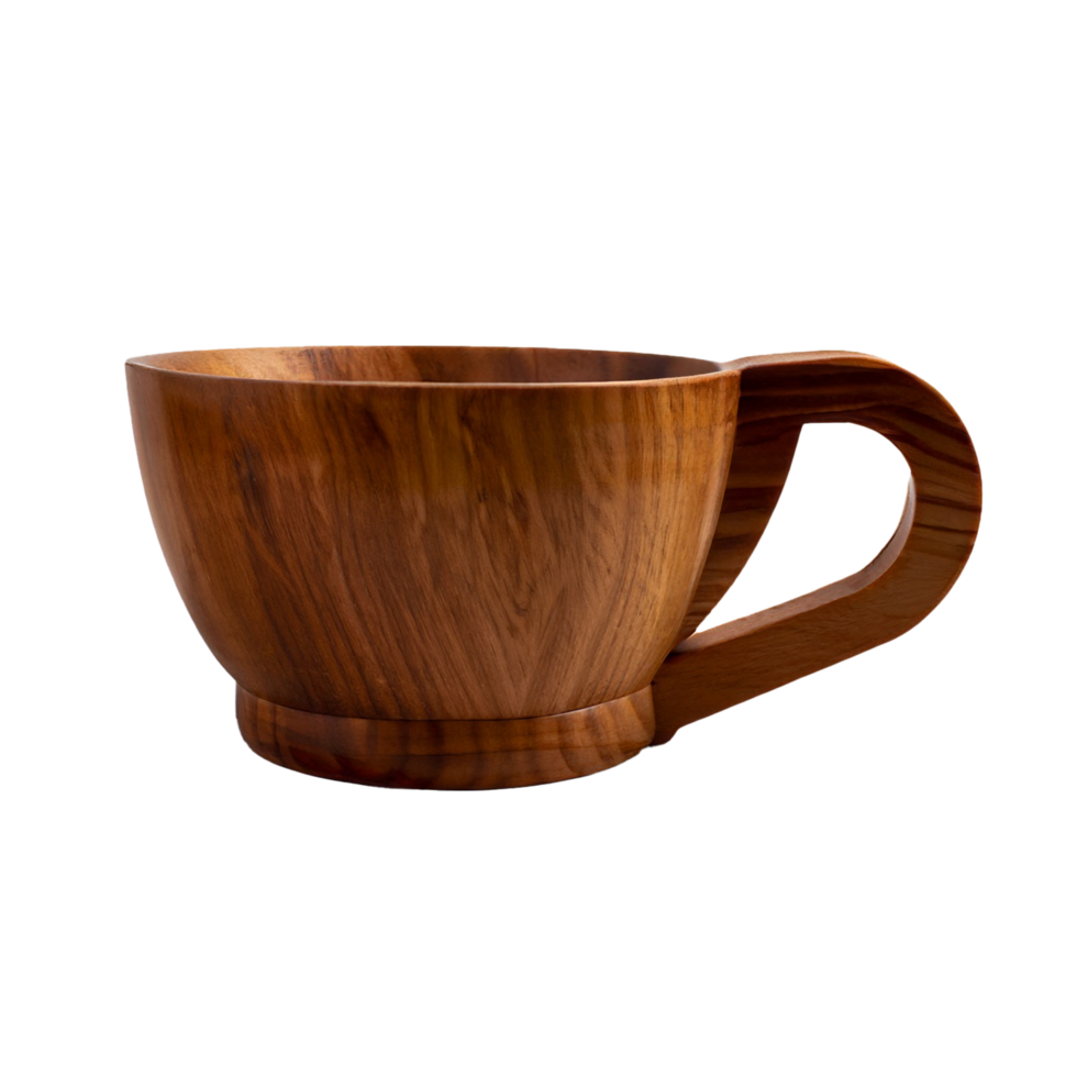 Wooden mug isolated on a transparent background Generative AI png