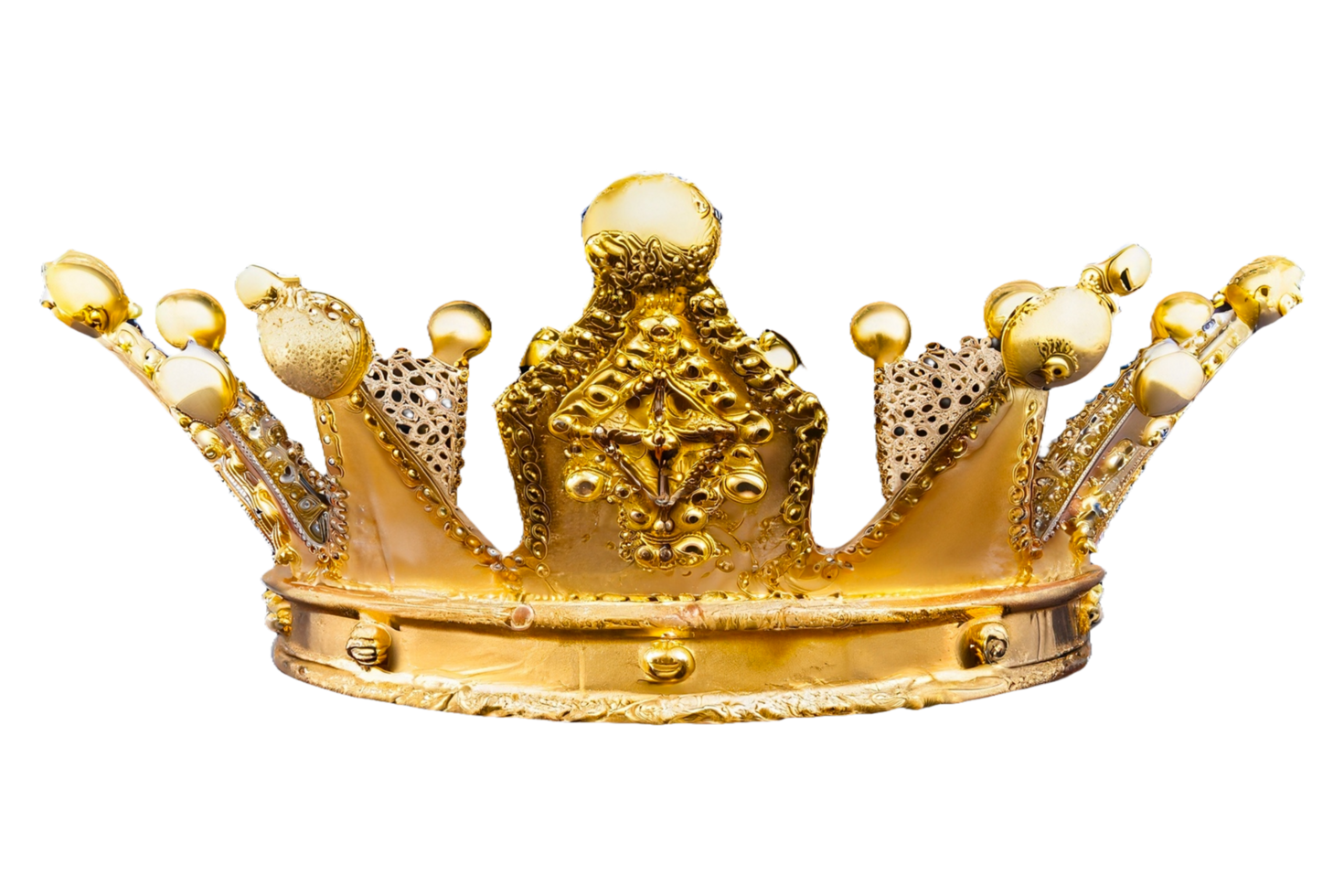 Luxus golden König Krone isoliert auf ein transparent Hintergrund. generativ ai png