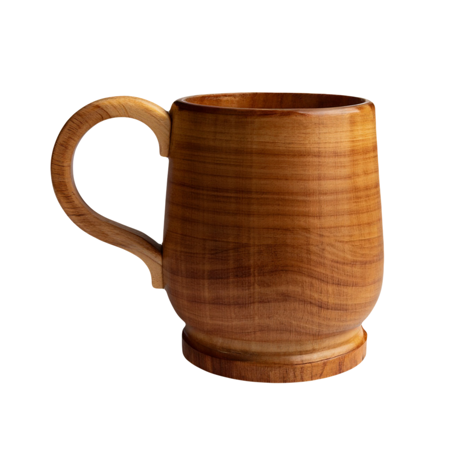 Wooden mug isolated on a transparent background Generative AI png