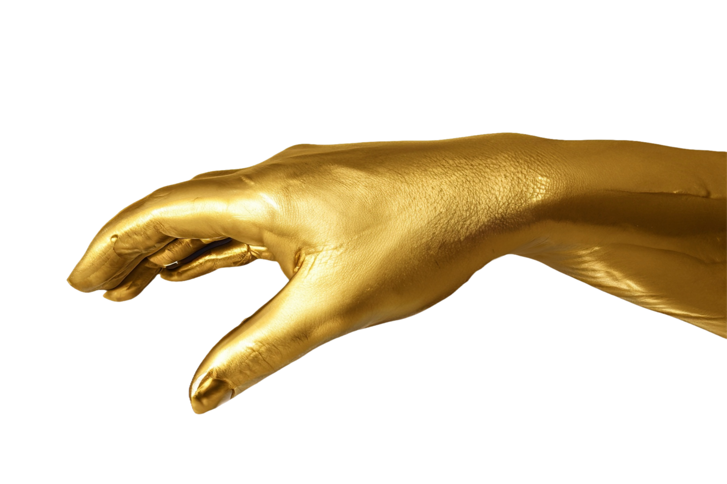 Golden hand isolated on a transparent background. Generative AI png
