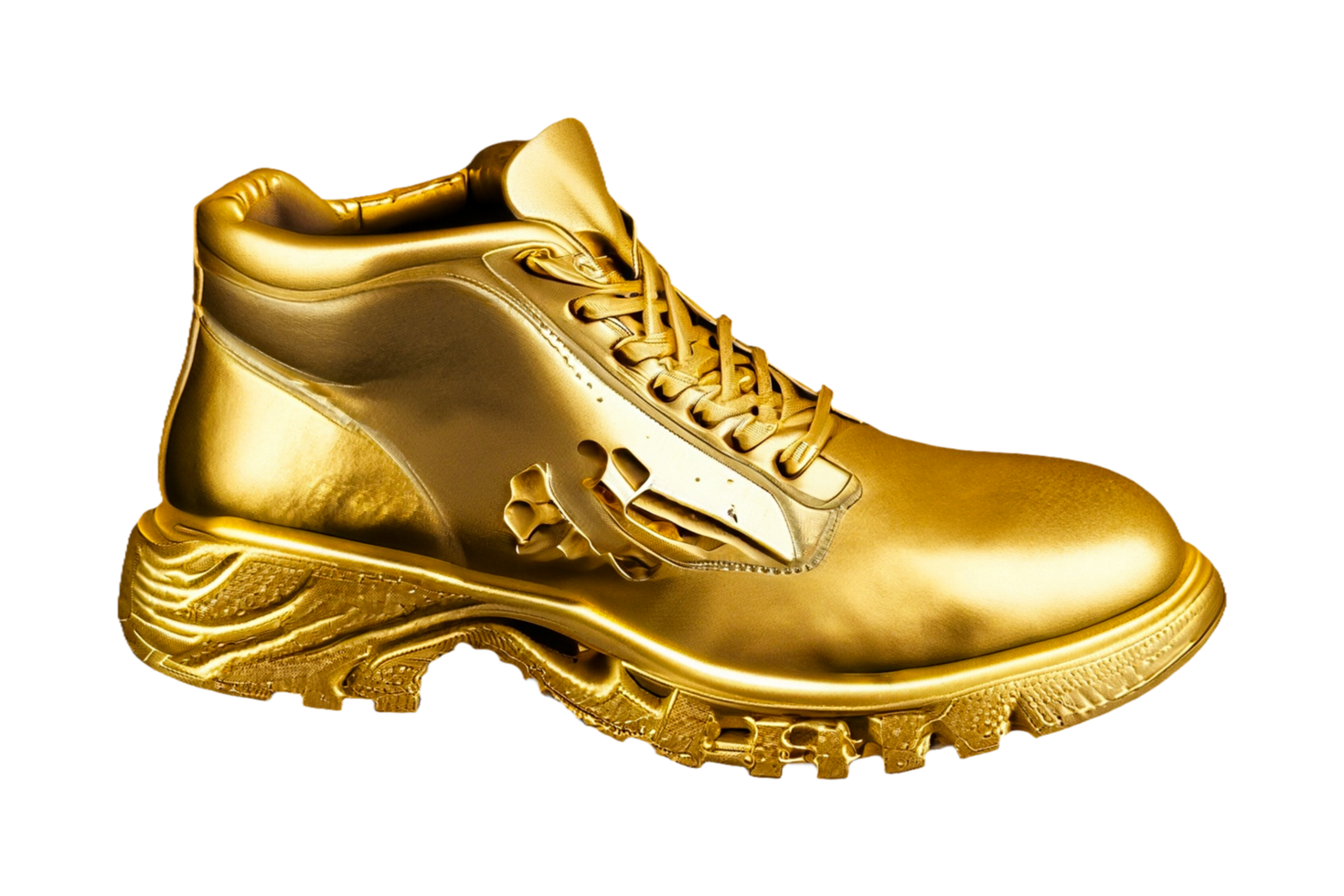 Golden shoe isolated on a transparent background. Generative AI png