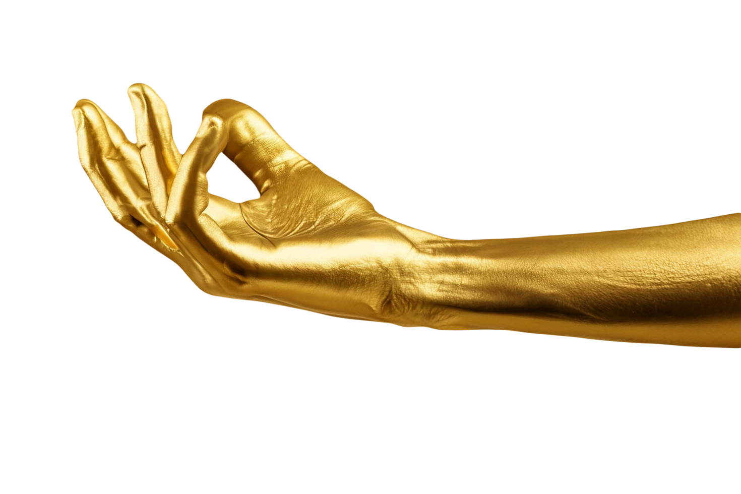 golden Hand isoliert auf ein transparent Hintergrund. generativ ai png