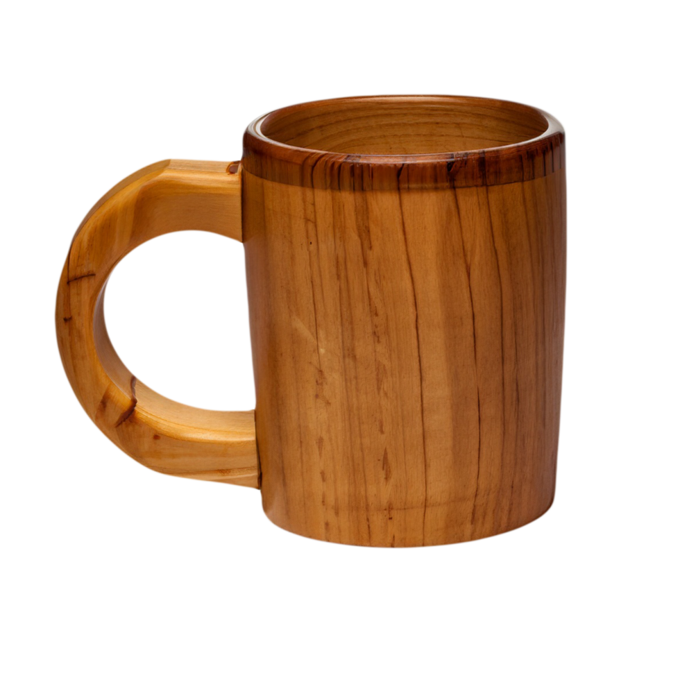 Wooden mug isolated on a transparent background Generative AI png