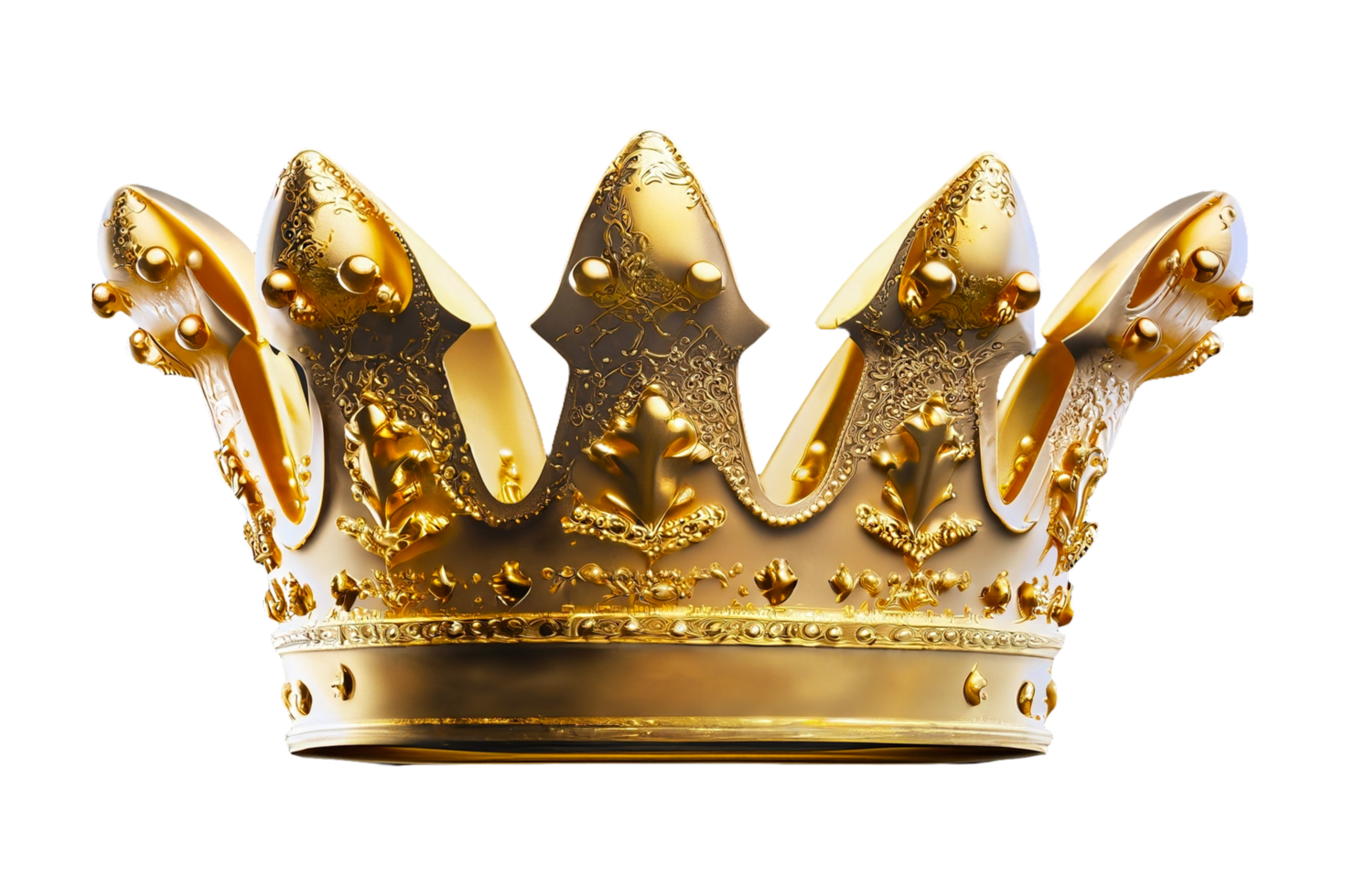 Golden luxury King Crown Isolated on a Transparent Background. Generative AI png