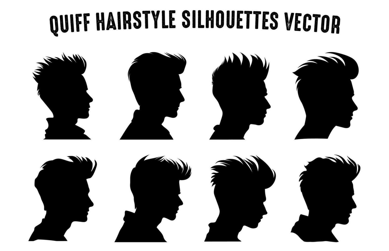 Quiff haircut Silhouette clipart Bundle, Men hair cut Vector Set, Trendy stylish Male hairstyle Silhouettes