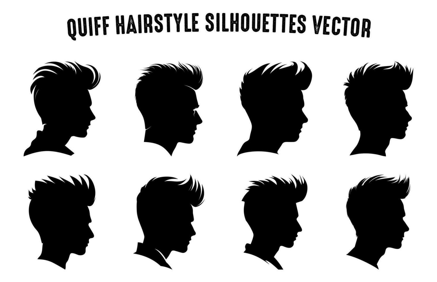 copete Corte de pelo silueta clipart manojo, hombres pelo cortar vector colocar, de moda elegante masculino peinado siluetas