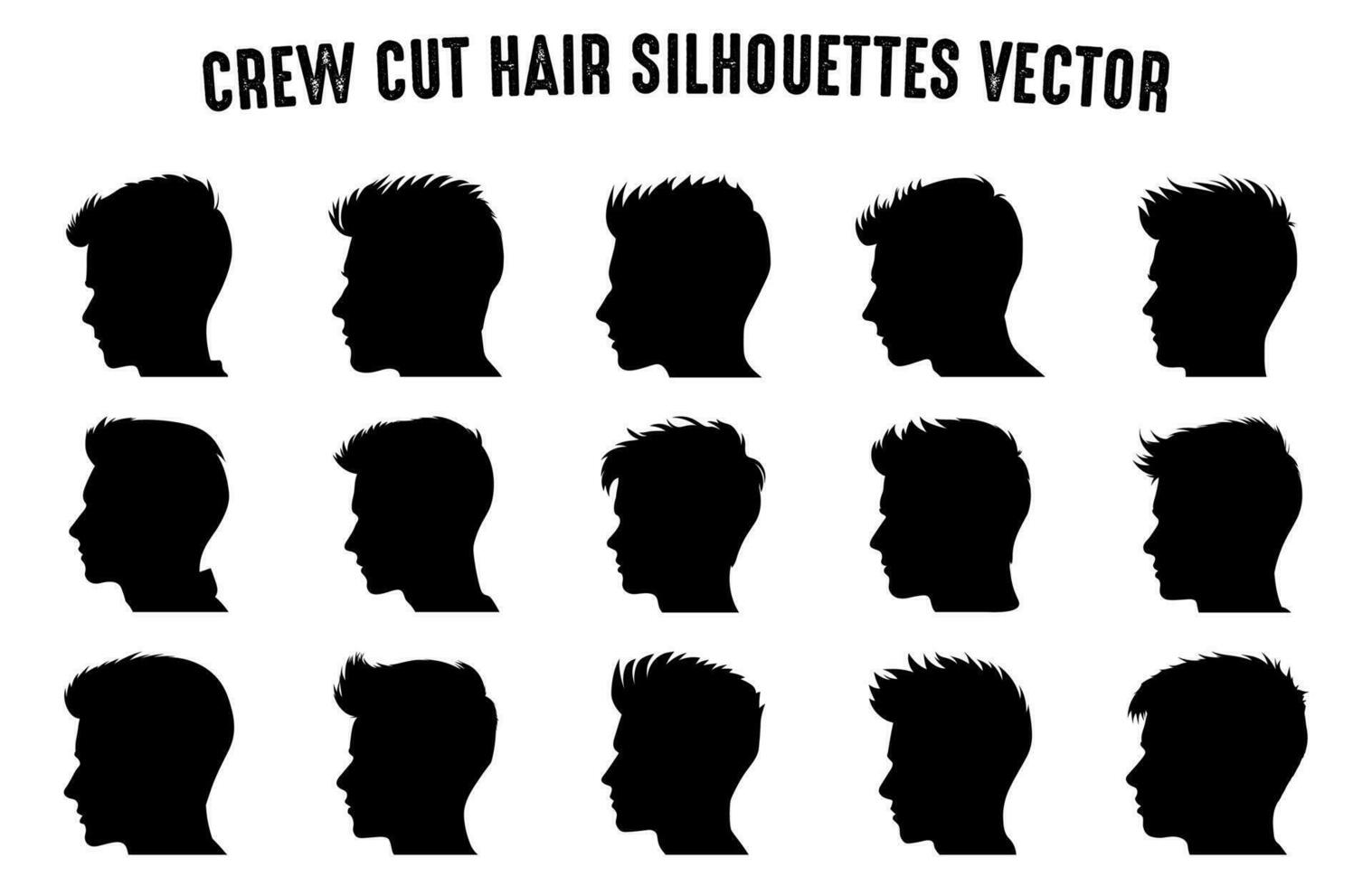 Crew haircut Silhouette clipart Bundle, Men hair cut Vector Set, Trendy stylish Male hairstyle Silhouettes