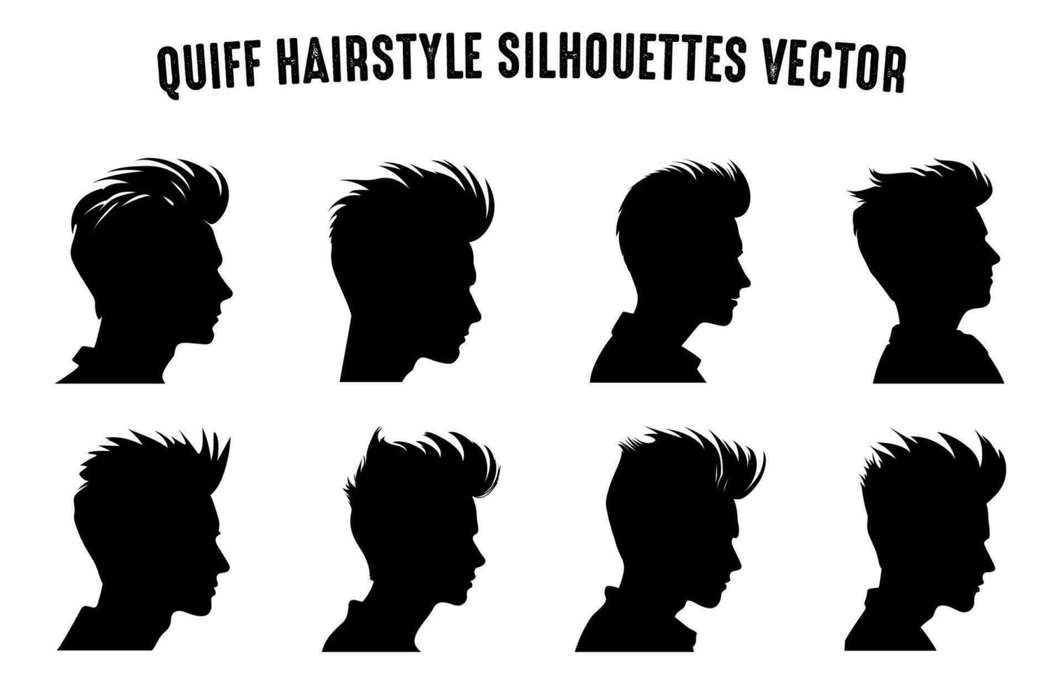 copete Corte de pelo silueta clipart manojo, hombres pelo cortar vector colocar, de moda elegante masculino peinado siluetas