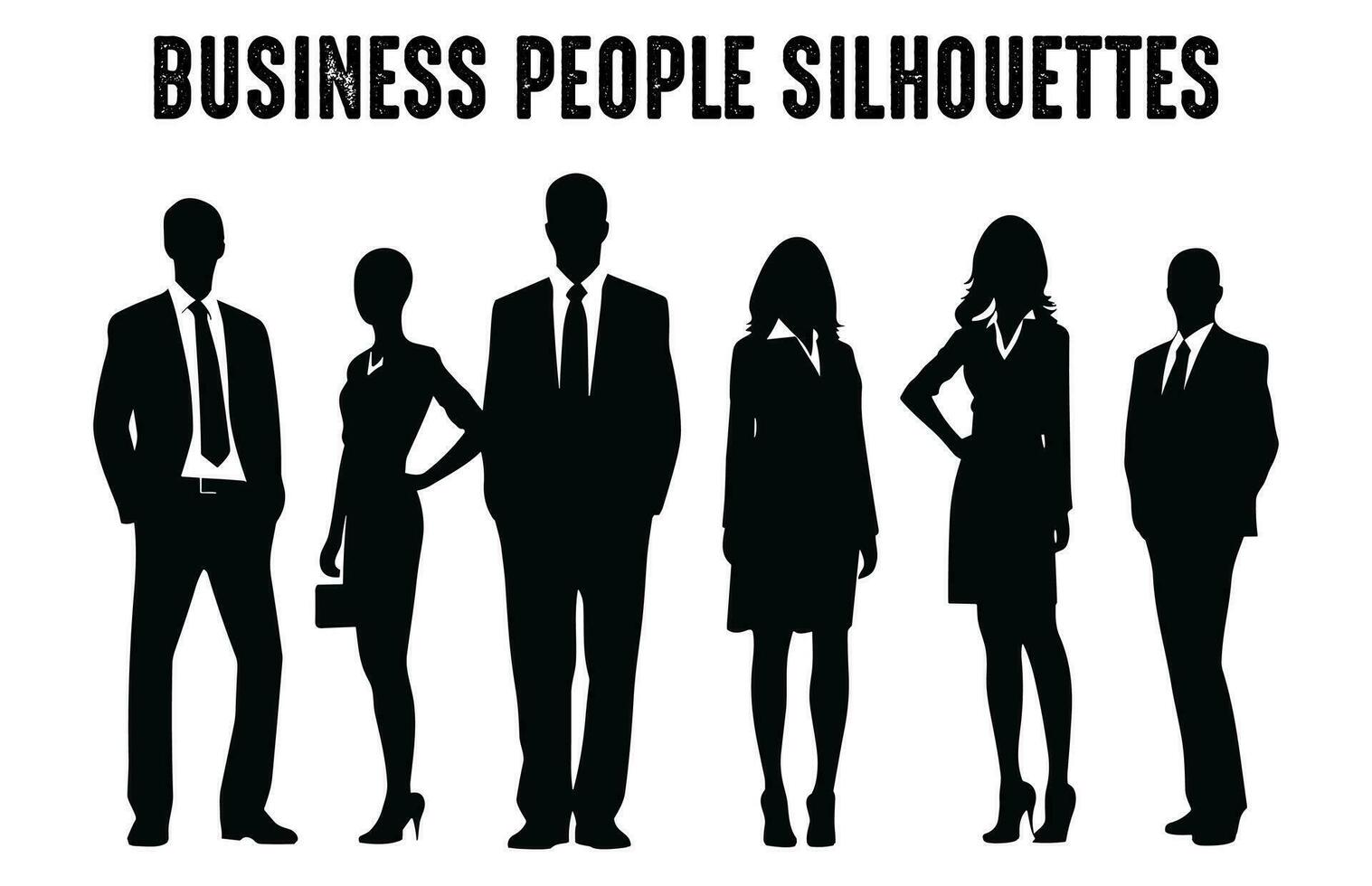 Business people vector Silhouettes Set, Corporate Men and Women silhouette Bundle