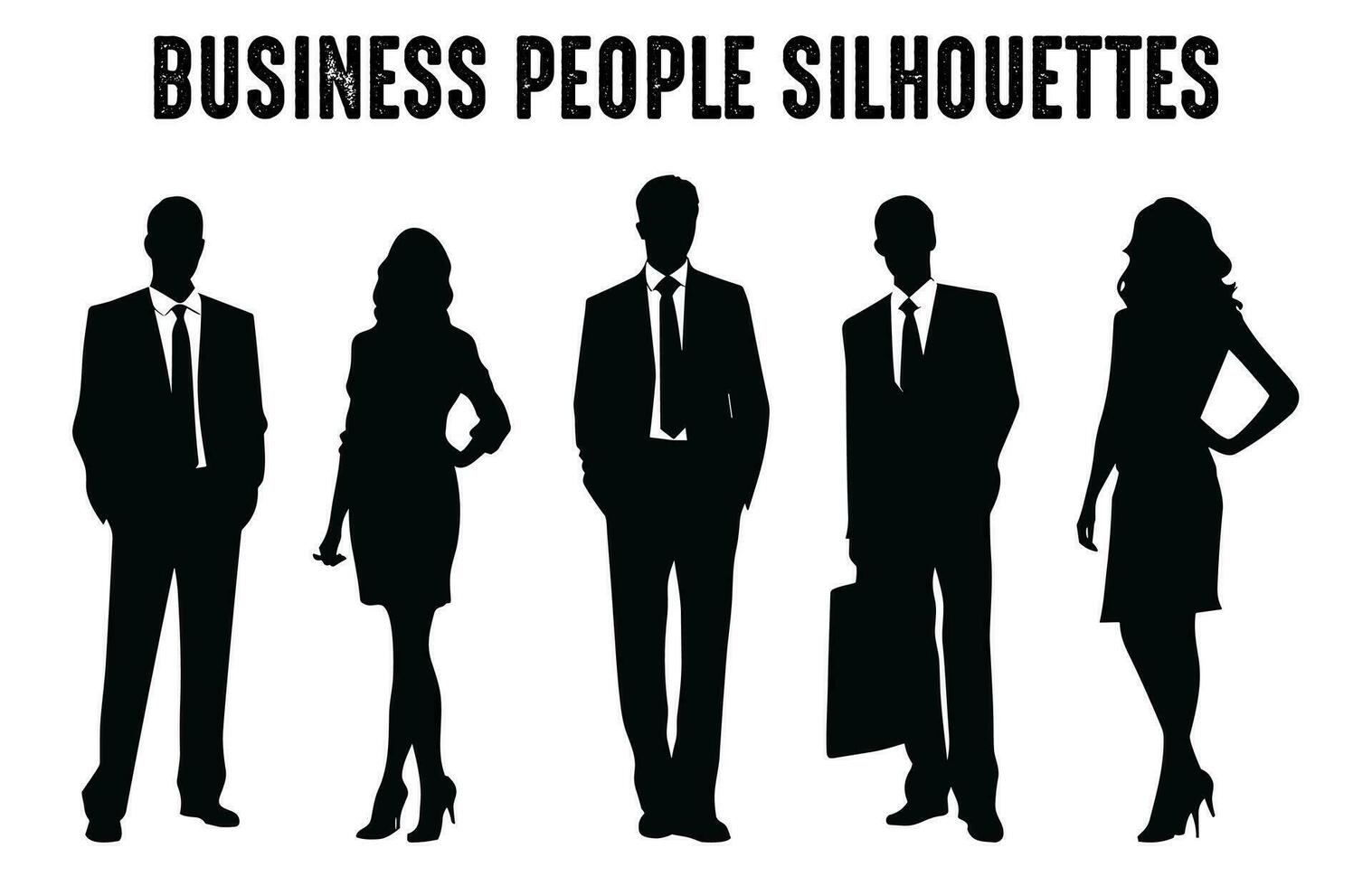 Business people vector Silhouettes Set, Corporate Men and Women silhouette Bundle