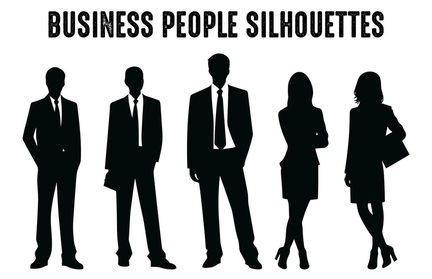 Business people vector Silhouettes Set, Corporate Men and Women silhouette Bundle