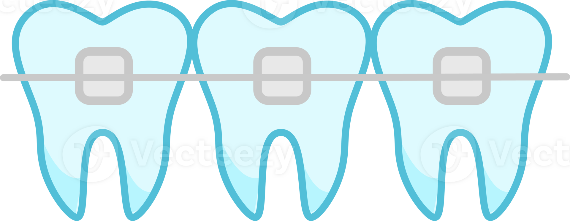 Symbol farbig Zahn Zahnspange. Zähne Hosenträger Stil Linie. png, Transparenz. png