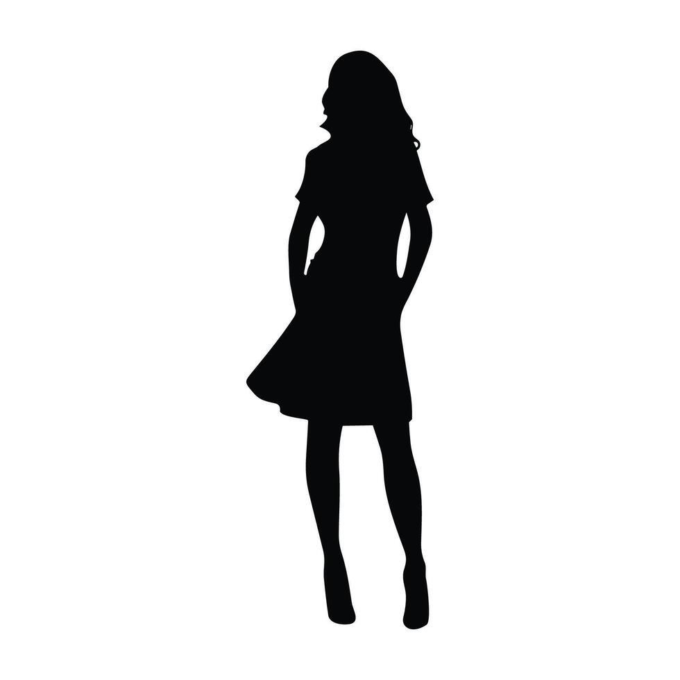 A Business woman vector Silhouette free, A Girl vector isolated on a white background, Corporate person Black vector