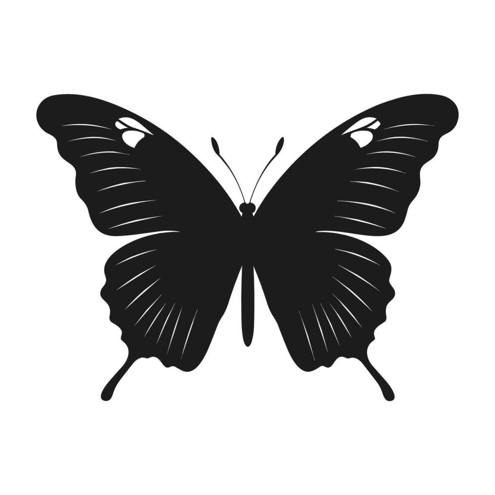 Free Butterfly Silhouette Vector illustration, Flying butterfly black silhouette, Monarch clipart isolated on a white background