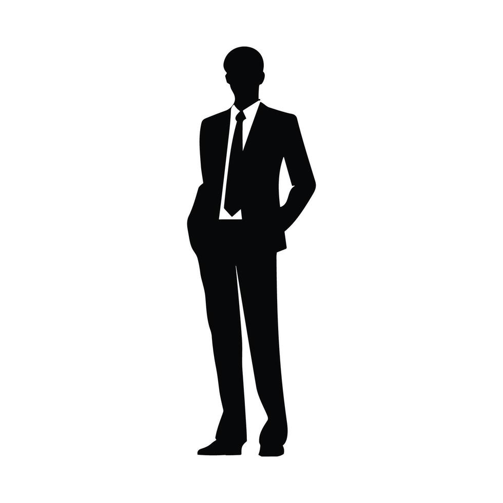 A Businessman Silhouette vector free, A Man vector isolated on a white background, A Corporate person Black vector