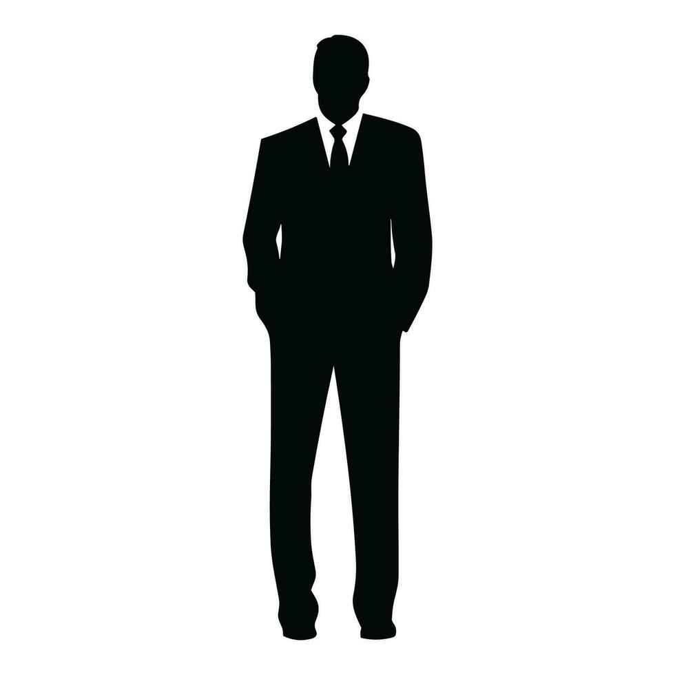 A Businessman Silhouette vector free, A Man vector isolated on a white background, A Corporate person Black vector