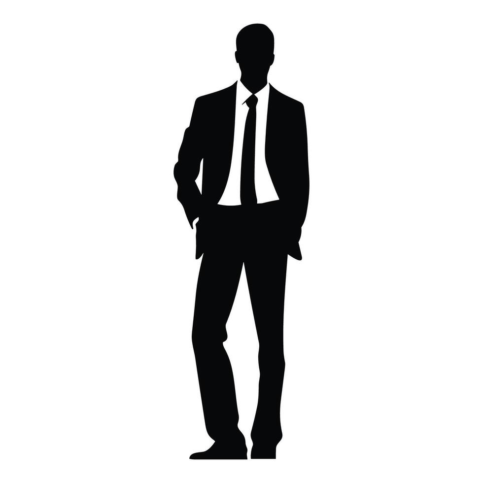 A Businessman Silhouette vector free, A Man vector isolated on a white background, A Corporate person Black vector