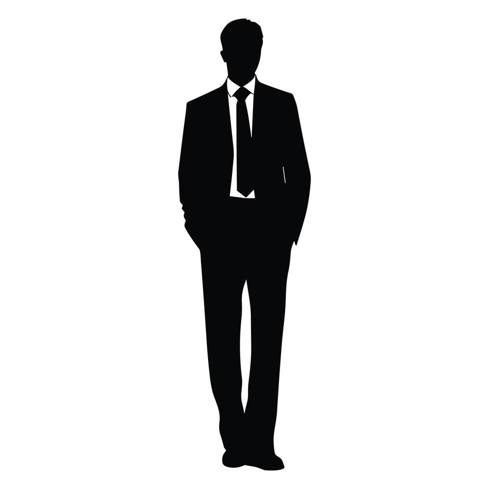 A Businessman Silhouette vector free, A Man vector isolated on a white background, A Corporate person Black vector