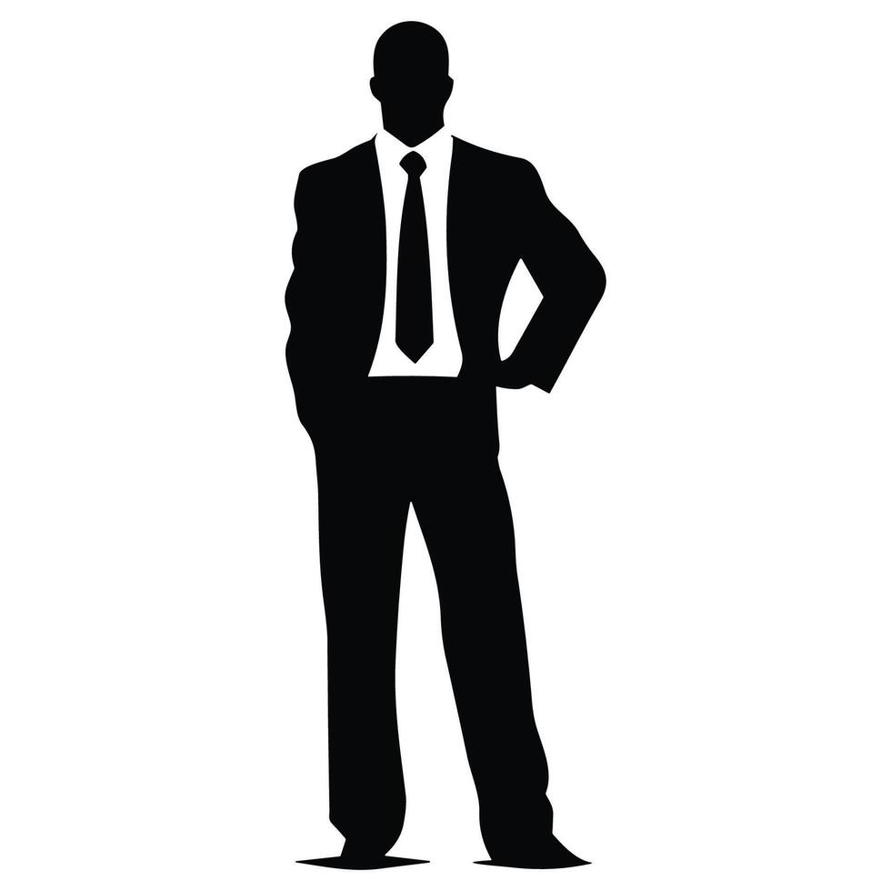 A Businessman Silhouette vector free, A Man vector isolated on a white background, A Corporate person Black vector