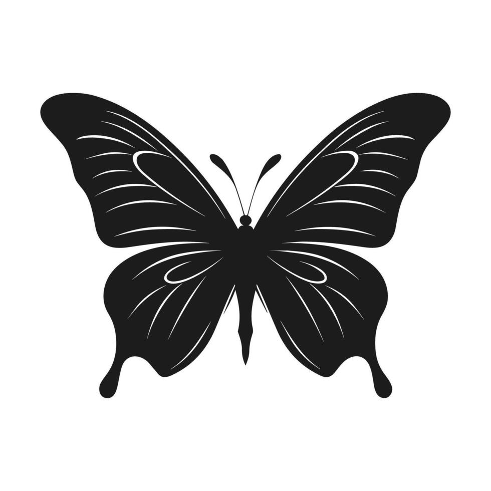 Free Butterfly Silhouette Vector illustration, Flying butterfly black silhouette, Monarch clipart isolated on a white background